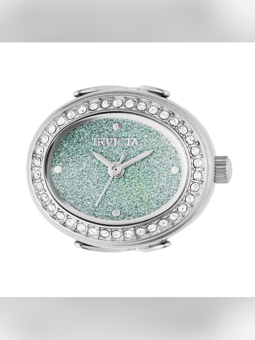 Invicta Women's Silver Tone Ring Watch Head with Mint Glitter Dial